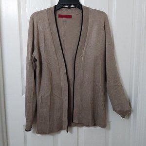 Tenney Rose Camel Black Cardigan Sweater Size L